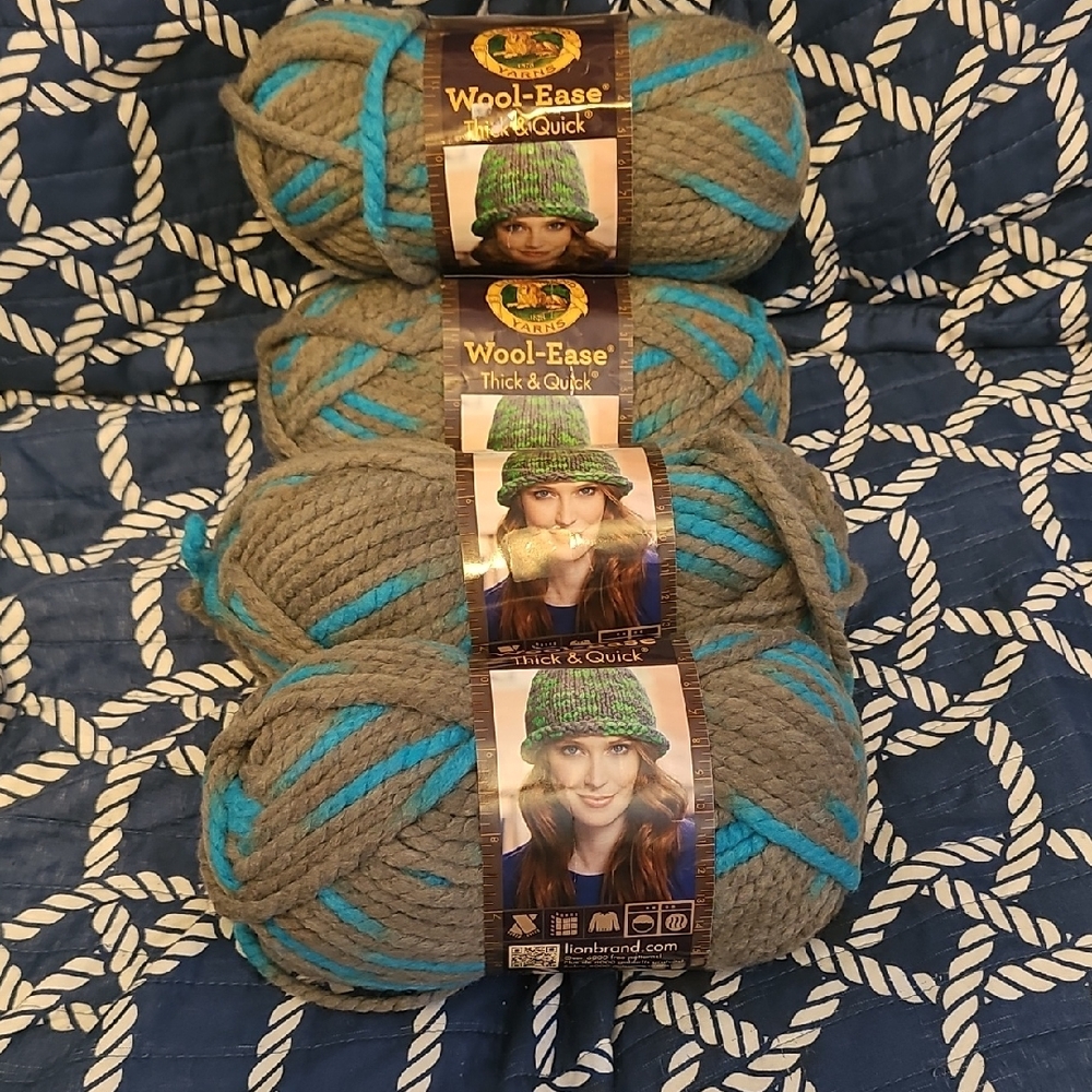 Wool-Ease Thick & Quick Yarn - Gray and Blue